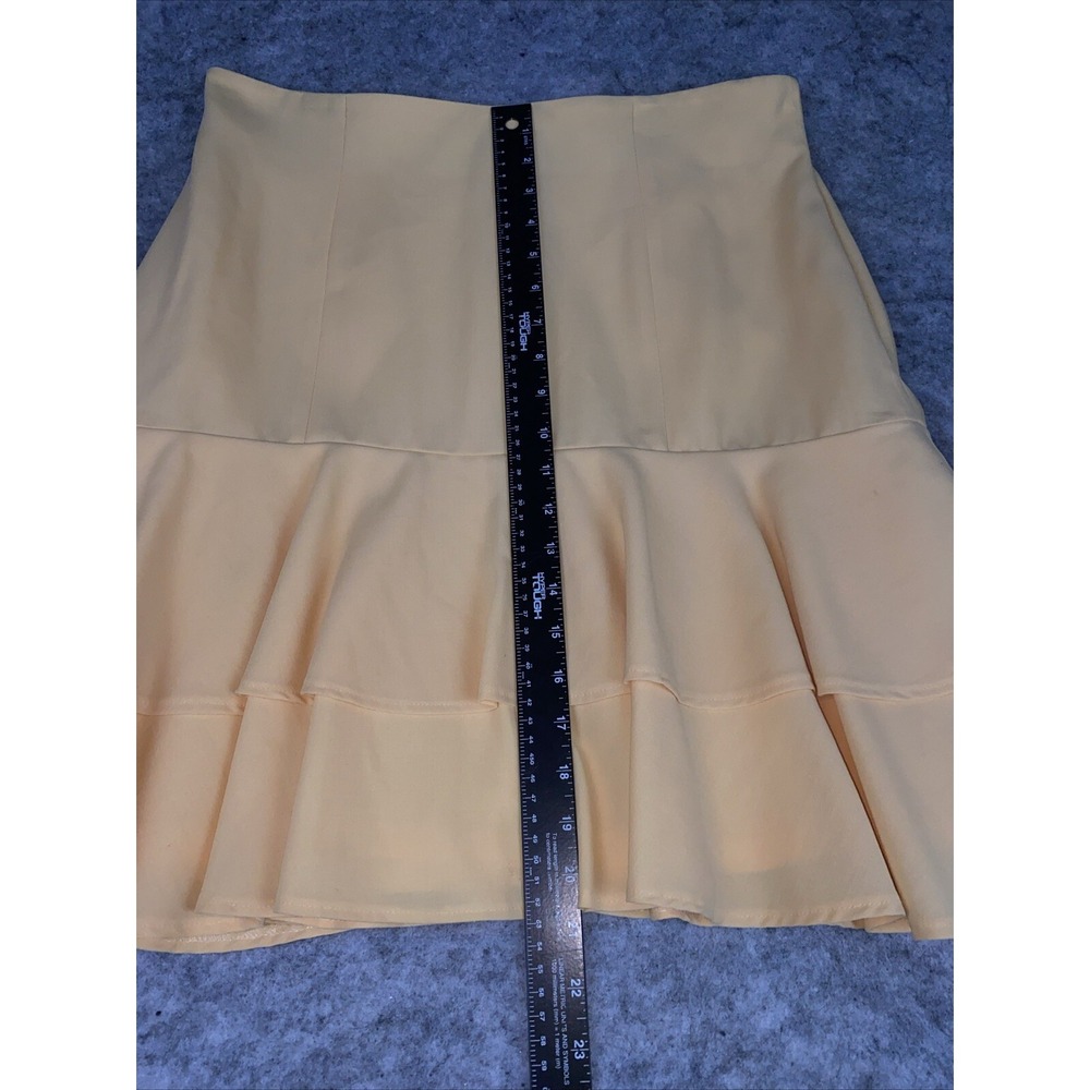 Vintage ESCADA Margetha Ley Germany Yellow Ruffle Hem Mini Wool Skirt Size 42 - Picture 8 of 9
